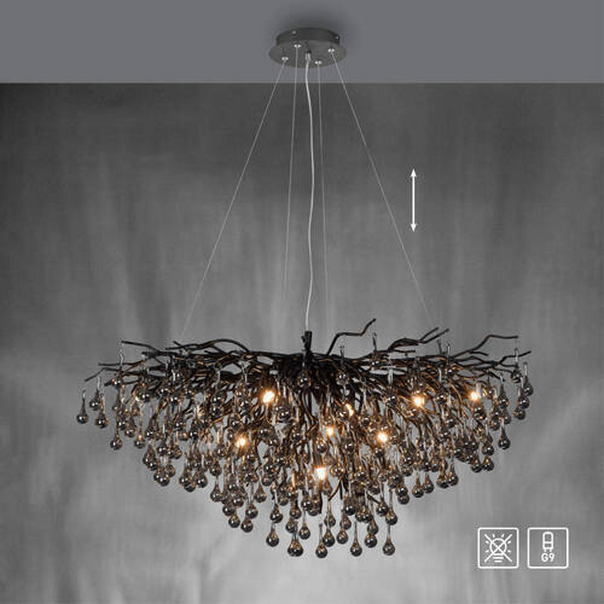 LUSTER, 100/50/250 cm  - čierna, Design, kov/plast (100/50/250cm) - Paul Neuhaus