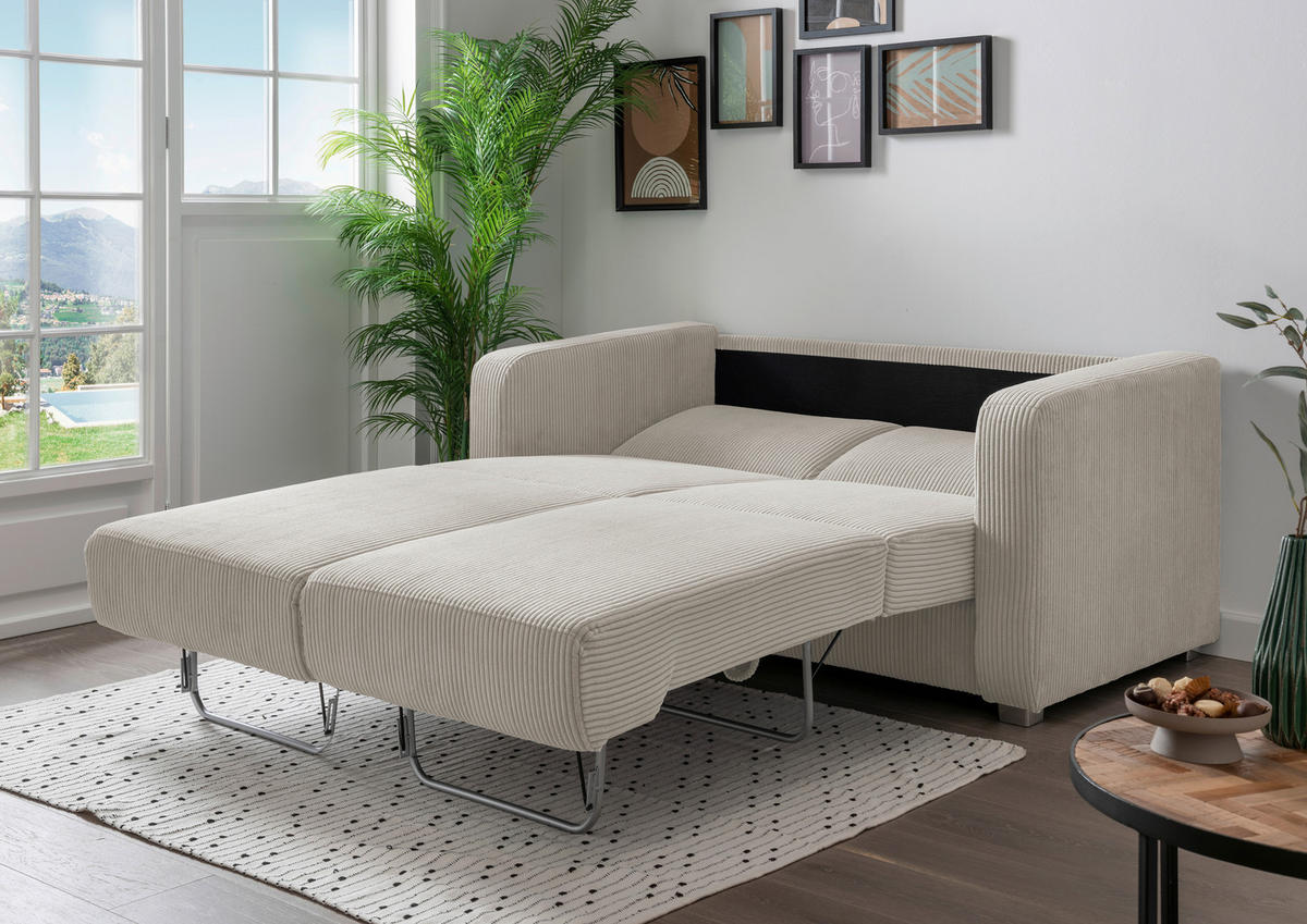SCHLAFSOFA in Textil Beige  - Chromfarben/Beige, Basics, Kunststoff/Textil (159/88/87cm) - Livetastic