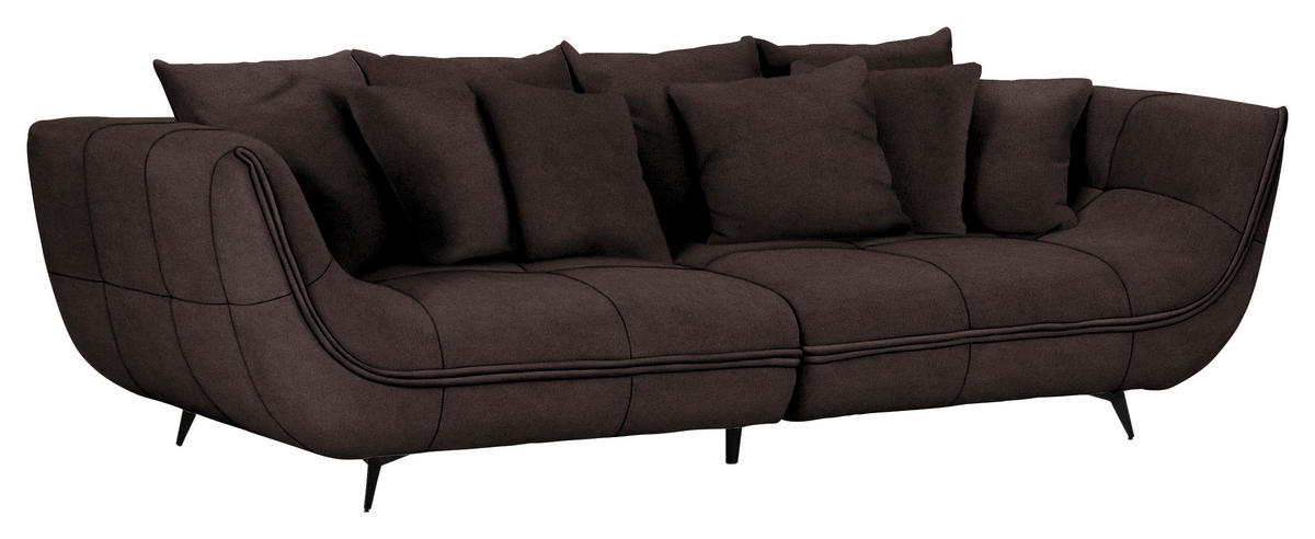 BIG SOFFA i flatväv mörkbrun  - svart/mörkbrun, Design, metall/textil (275/80/123cm) - MID.YOU