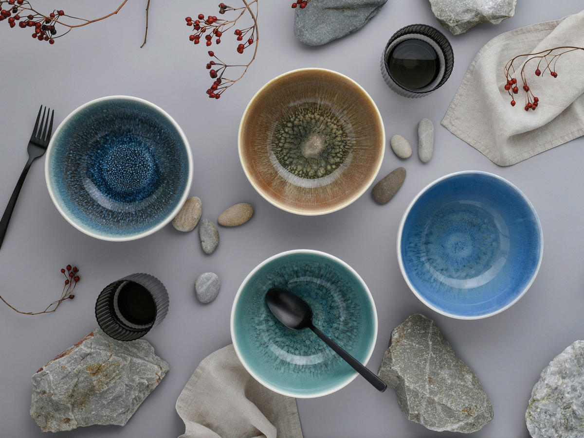 SCHÜSSELSET 4-teilig Caldera Mix   - Türkis/Bernsteinfarben, Basics, Keramik (17,5/8,5cm) - Creatable