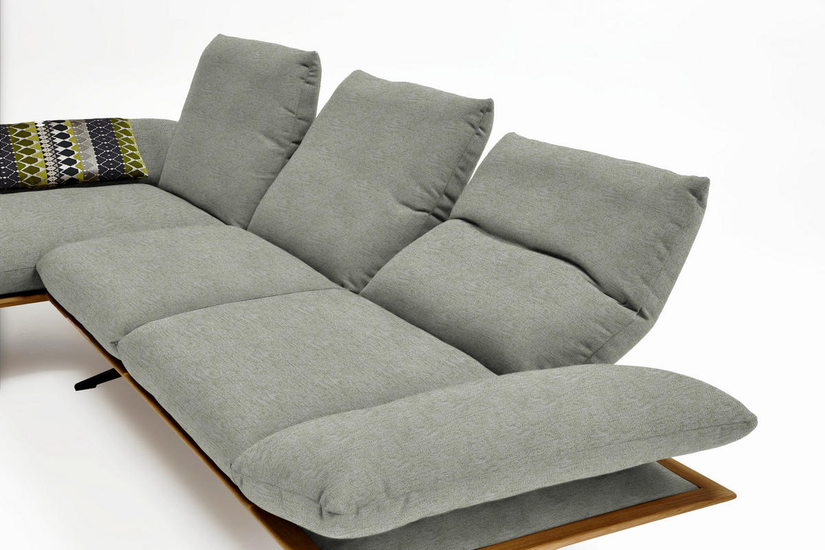 ECKSOFA in Flachgewebe Greige  - Greige/Schwarz, Design, Holz/Textil (159/314cm) - Dieter Knoll