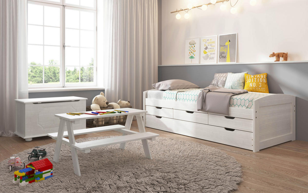 AUSZIEHBETT 90/190 cm  in Weiß  - Braun/Naturfarben, MODERN, Holz/Holzwerkstoff (90/190cm) - MID.YOU