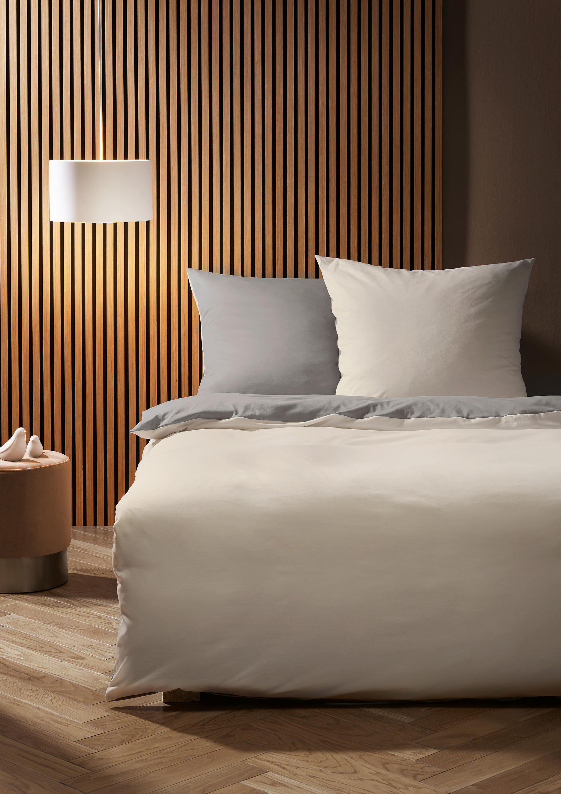BETTWÄSCHE 155/200 cm Black Premium Jersey Interlock-Jersey  - Creme/Grau, Basics, Textil (155/200cm) - Fleuresse