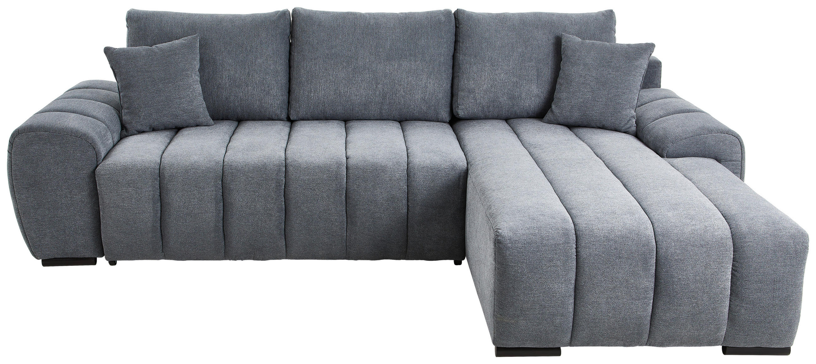 ECKSOFA Dunkelgrau Flachgewebe  - Dunkelgrau/Schwarz, KONVENTIONELL, Holz/Textil (275/180cm) - Carryhome