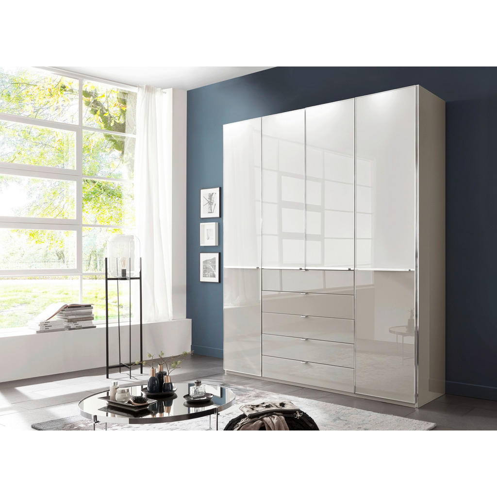Thumbnail - Novel Kleiderschrank, Weiß, Grau, Holzwerkstoff, 4 Fächer, 5 Schubladen, 200x236x58 cm, ISO 9001, in verschiedenen Größe...