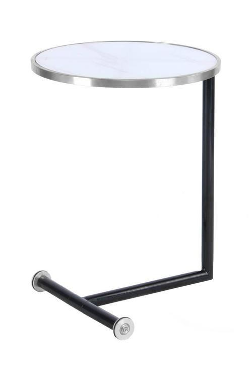 ODKLÁDACÍ STOLEK, barvy stříbra, bílá - bílá/barvy stříbra, Basics, kov/sklo (46/46/62cm)