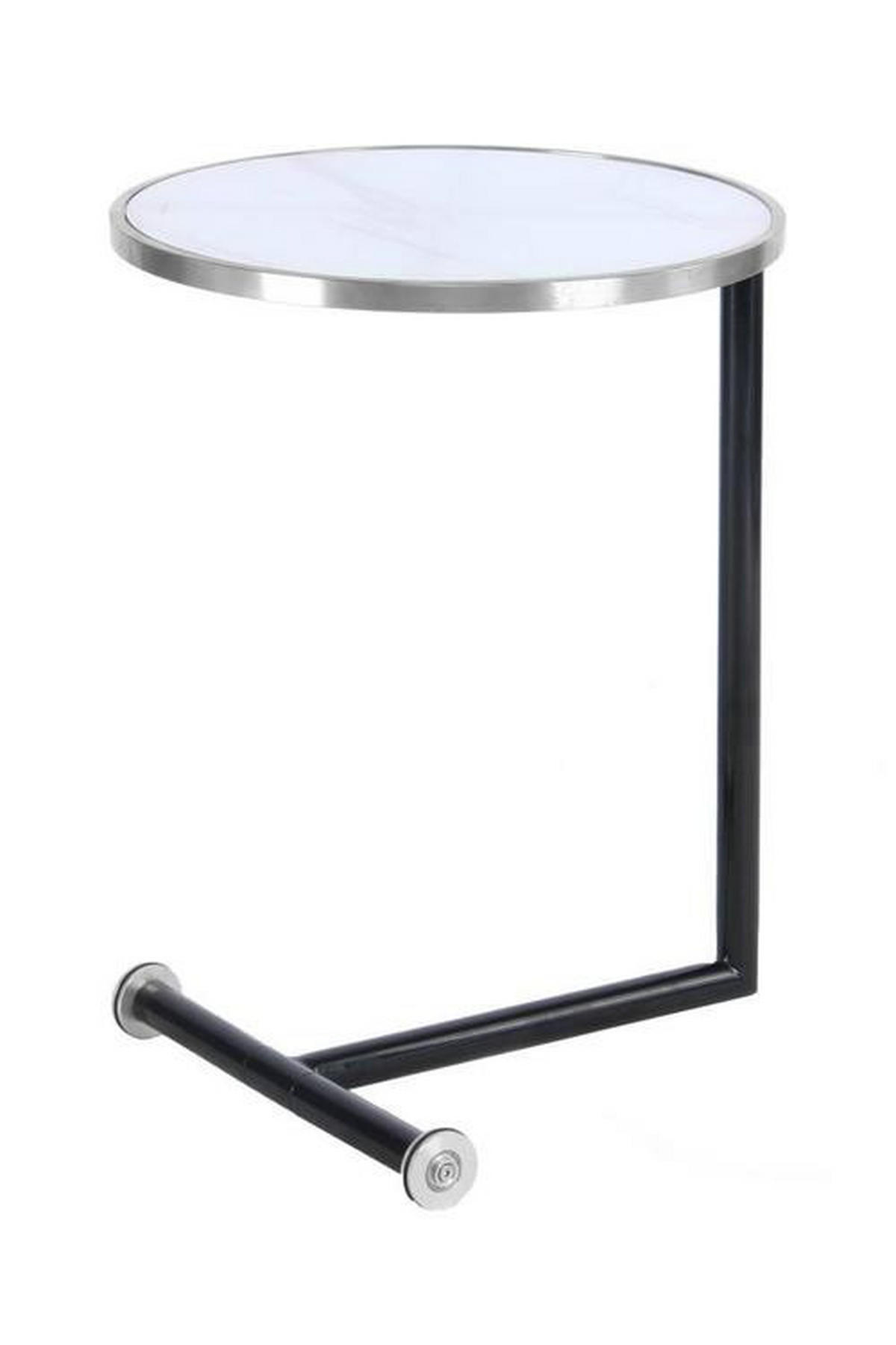ODKLÁDACÍ STOLEK, barvy stříbra, bílá - bílá/barvy stříbra, Basics, kov/sklo (46/46/62cm)