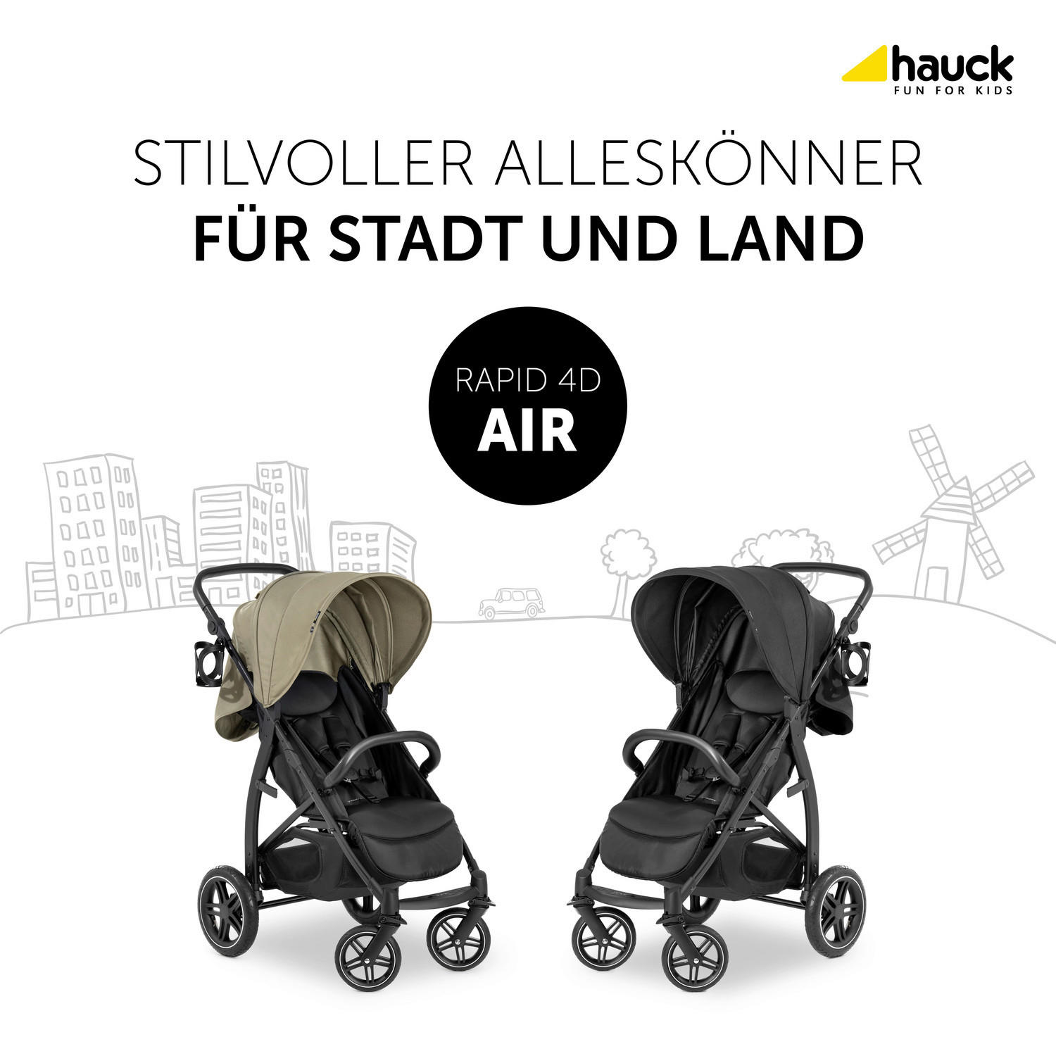 BUGGY  Rapid 4D AIR  Olivgrün  - Schwarz/Olivgrün, Basics, Textil/Metall (45,5/29/72cm) - Hauck
