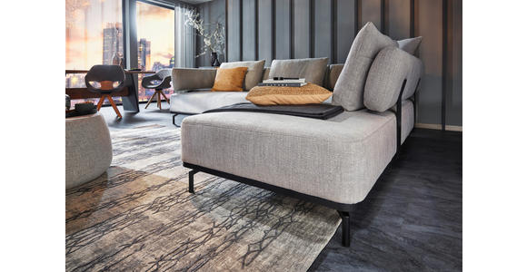 ECKSOFA in Flachgewebe Hellgrau 302/237 cm - Hellgrau/Schwarz, Design, Textil/Metall (302/237cm) - Dieter Knoll