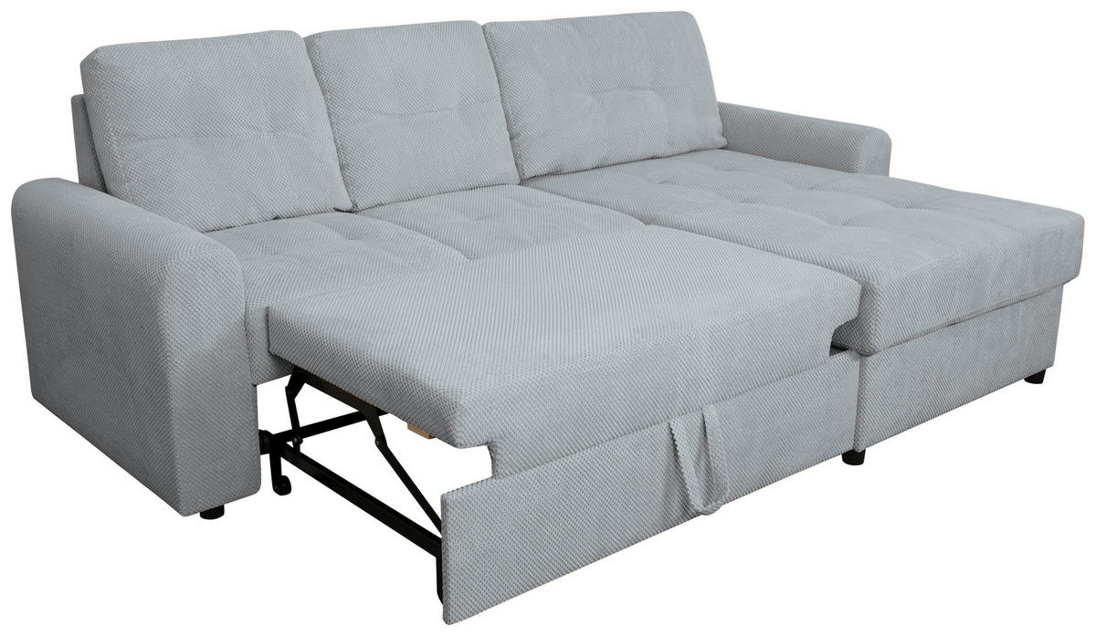 ECKSOFA Hellgrau Chenille  - Hellgrau/Schwarz, KONVENTIONELL, Kunststoff/Textil (232/153cm) - Carryhome