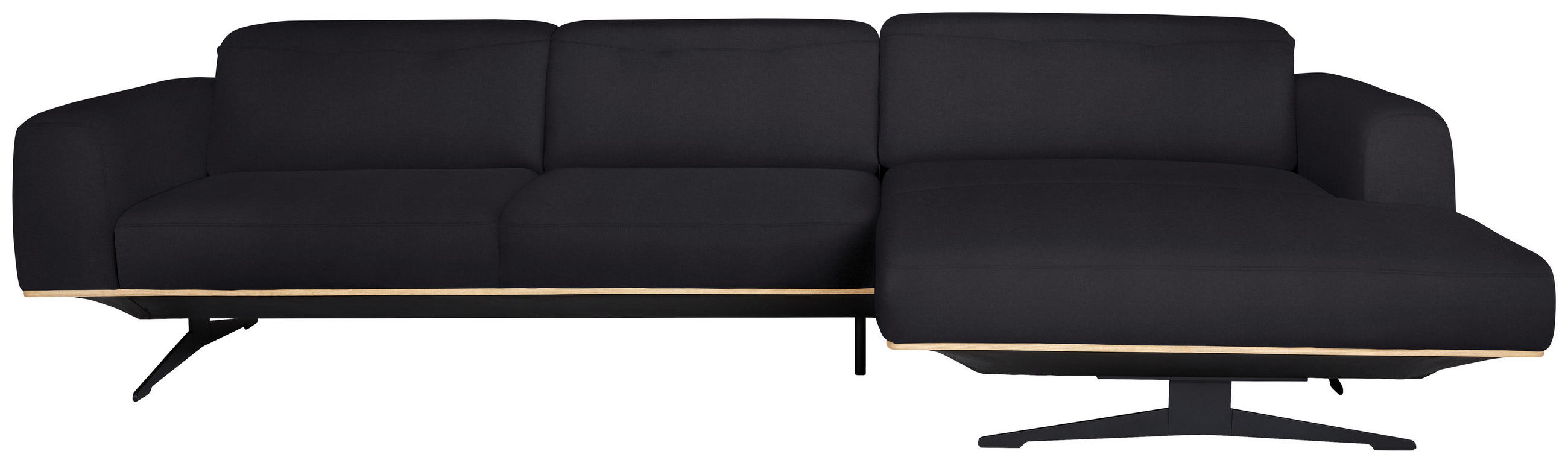 ECKSOFA in Echtleder Dunkelbraun  - Eichefarben/Dunkelbraun, Design, Leder/Holz (305/163cm) - Novel