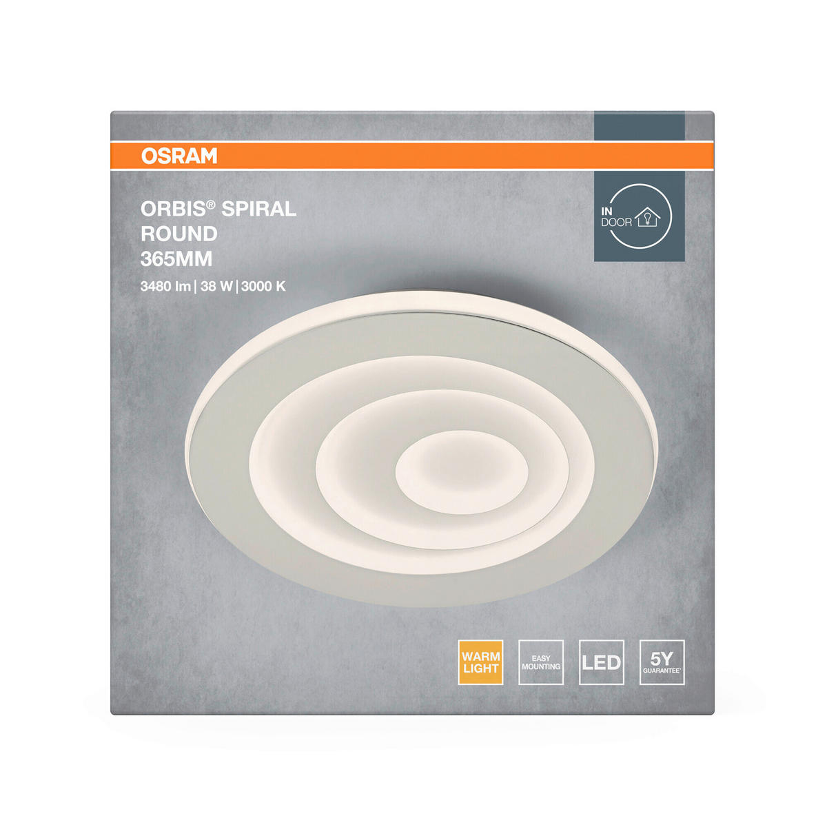 LED-DECKENLEUCHTE Orbis Spiral Round 36,5/5,6 cm   - Weiß, Design, Kunststoff/Metall (36,5/5,6cm) - Osram