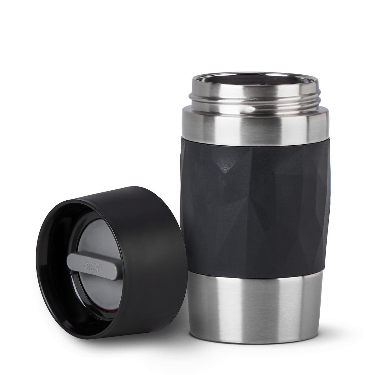 THERMOBECHER TRAVEL MUG COMPACT 0,3 L  - Schwarz, Basics, Kunststoff/Metall (7,2/15cm) - Emsa