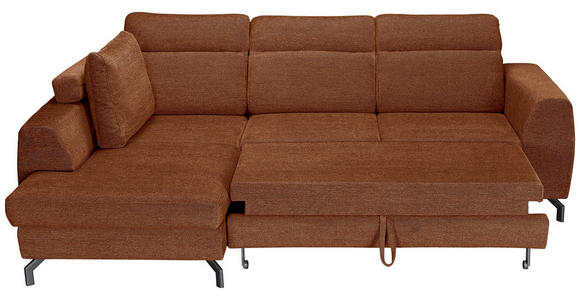 ECKSOFA Cognac Chenille  - Cognac/Schwarz, KONVENTIONELL, Textil/Metall (185/240cm) - Carryhome