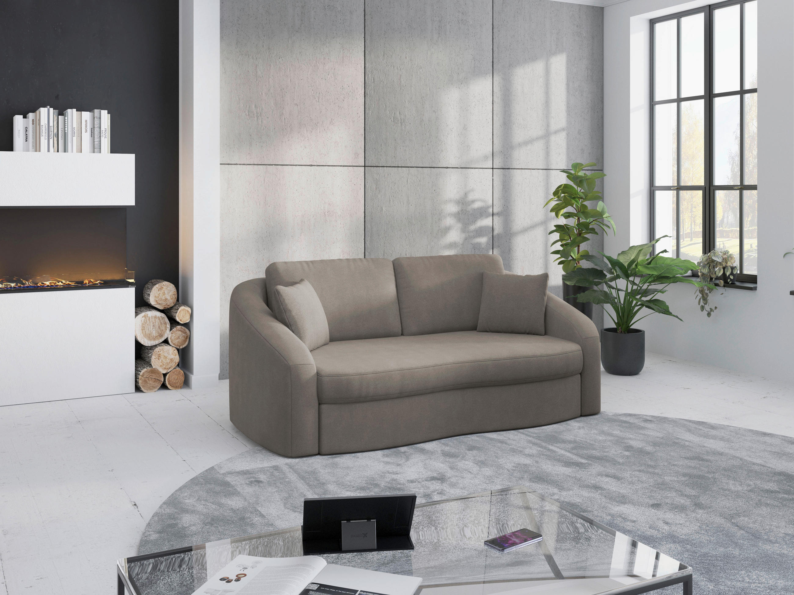 2,5-SITZER in Mikrofaser Braun - Schwarz/Braun, Modern, Kunststoff/Textil (196/88/107cm) - Sit & More