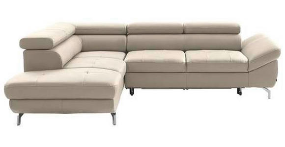 ECKSOFA in Echtleder Creme  - Silberfarben/Creme, Design, Leder/Metall (220/270cm) - Novel