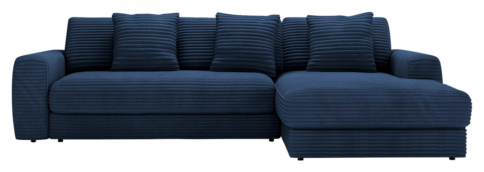 ECKSOFA in Cord Dunkelblau - Schwarz/Dunkelblau, Modern, Kunststoff/Textil (302/182cm) - Carryhome
