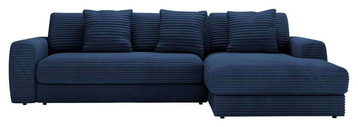 ECKSOFA in Cord Dunkelblau  - Schwarz/Dunkelblau, Modern, Kunststoff/Textil (302/182cm) - Carryhome