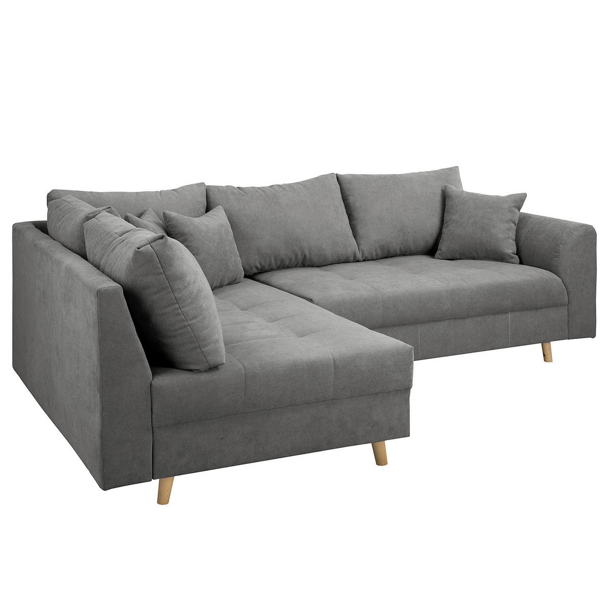 ECKSOFA Ariella Dunkelgrau Mikrofaser Rückenkissen  - Dunkelgrau/Naturfarben, Design, Holz/Textil (161/231cm) - Livetastic