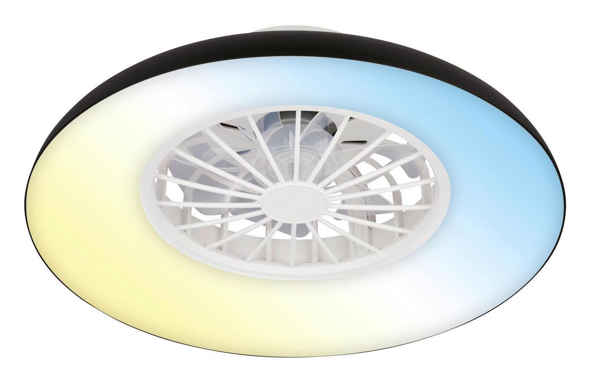 Deckenleuchte mit Ventilator 48,5/16 cm  - Schwarz/Weiß, Design, Kunststoff (48,5/16cm)