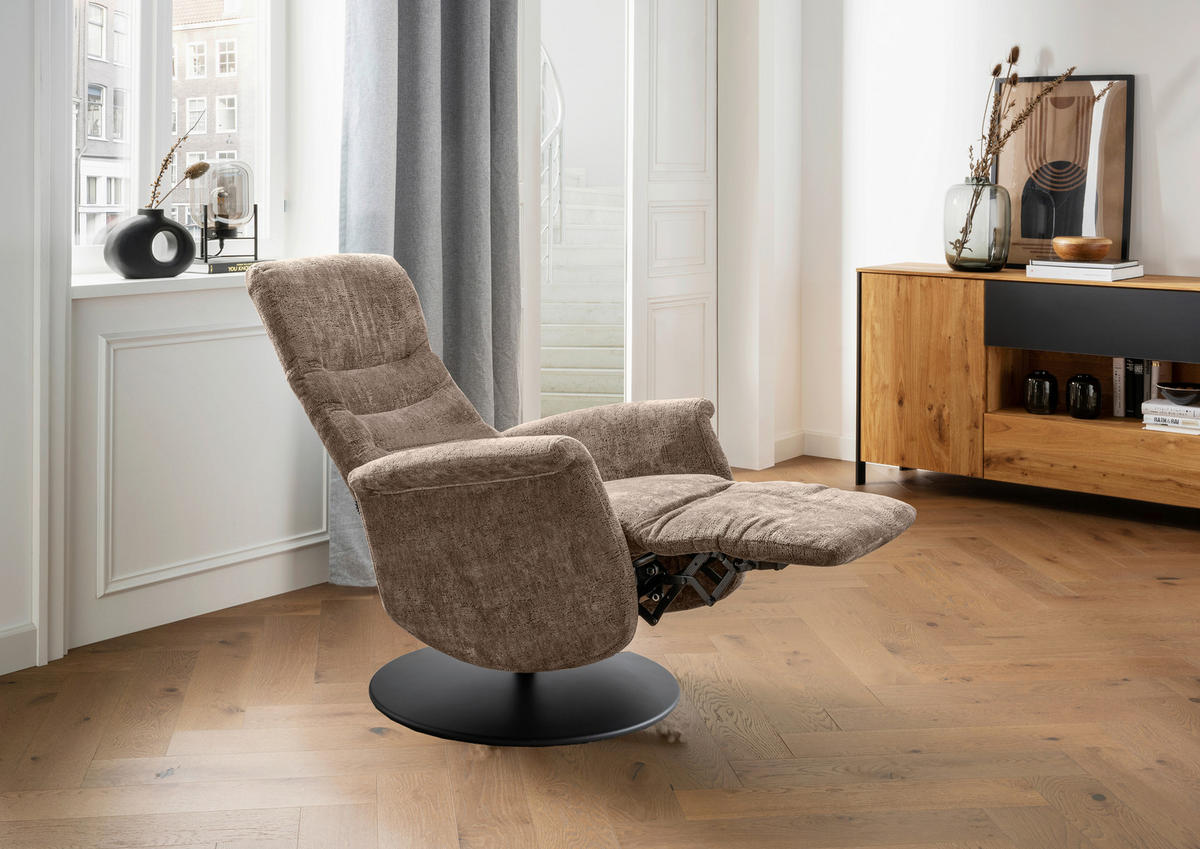 RELAXSESSEL LATINA Kopfteilverstellung, Fußteilverstellung, Rücken echt    - Anthrazit/Schwarz, MODERN, Textil/Metall (72/118/85-165cm) - Livetastic