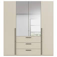 DREHTÜRENSCHRANK 201/235/61 cm,  in Champagner, 4-türig  - Chromfarben/Champagner, Basics, Glas/Holzwerkstoff (201/235/61cm) - Novel