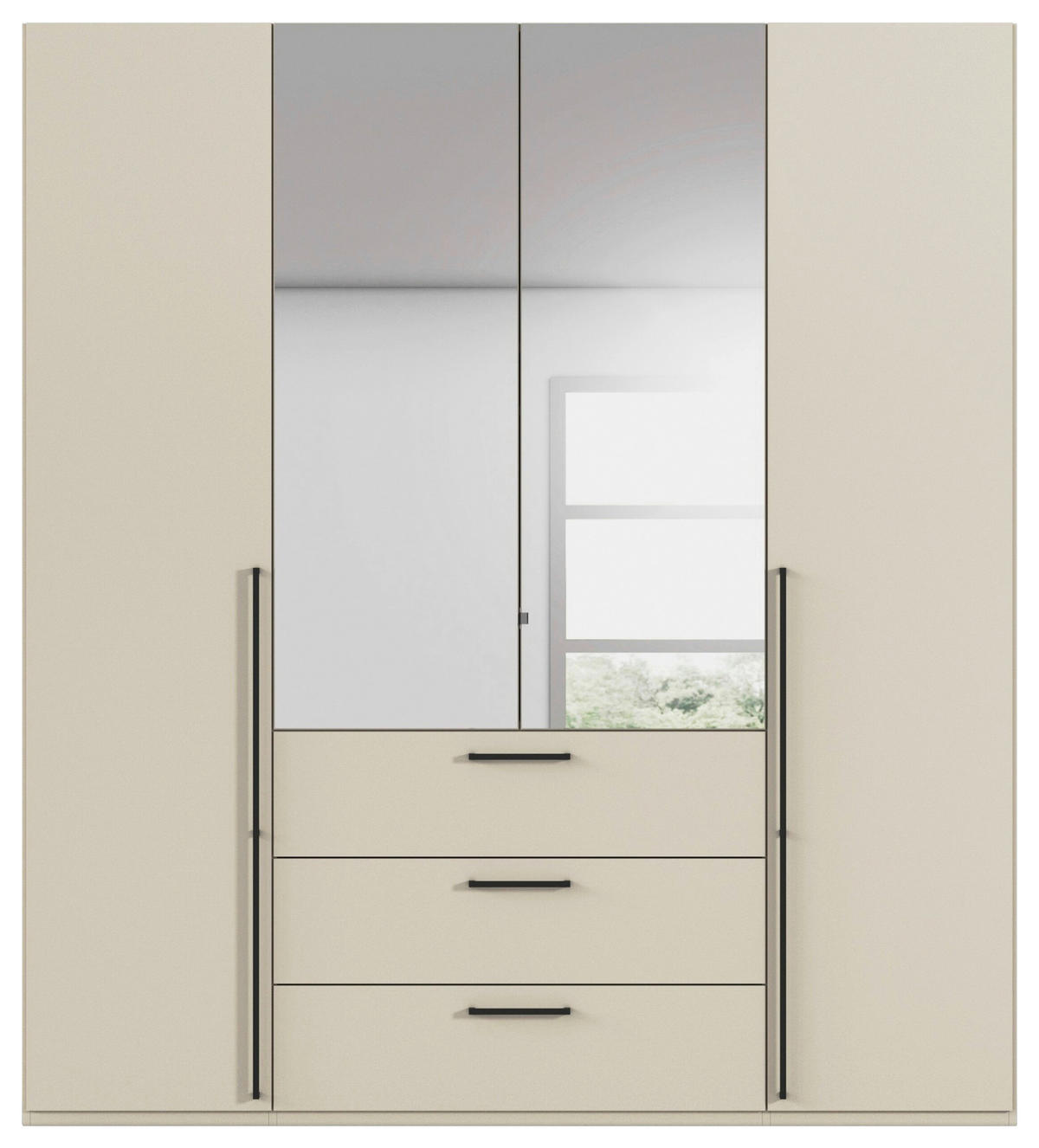 DREHTÜRENSCHRANK 201/235/61 cm,  in Champagner, 4-türig  - Chromfarben/Champagner, Basics, Glas/Holzwerkstoff (201/235/61cm) - Novel
