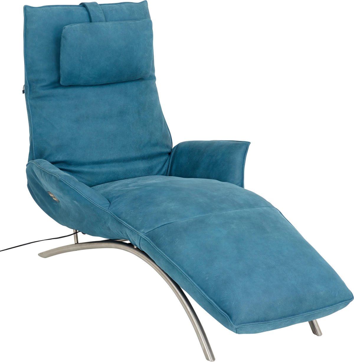 RELAXLIEGE Echtleder Türkis  - Türkis/Edelstahlfarben, Design, Leder/Metall (78/47/152cm) - Koinor