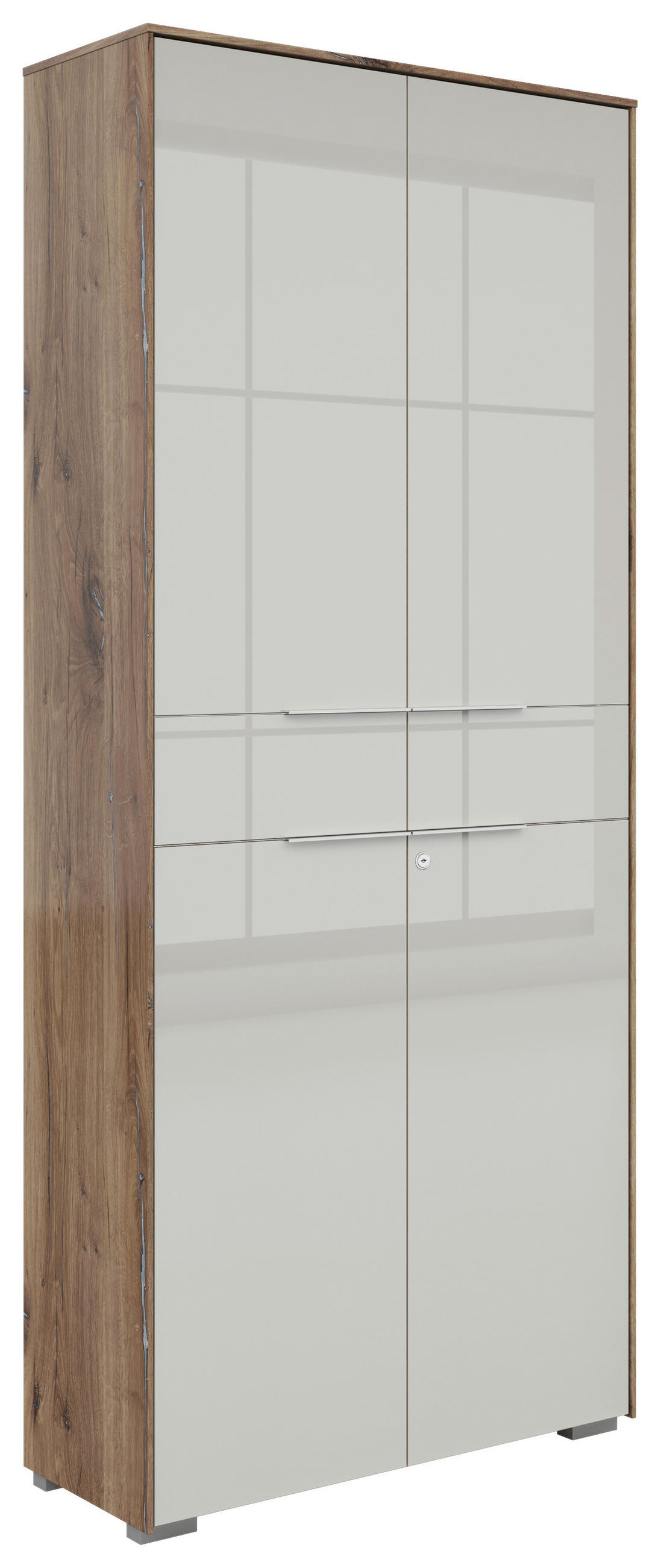 AKTENSCHRANK Hellgrau, Eiche dunkel  - Eiche dunkel/Hellgrau, KONVENTIONELL, Glas/Holzwerkstoff (81/199/37cm) - Voleo