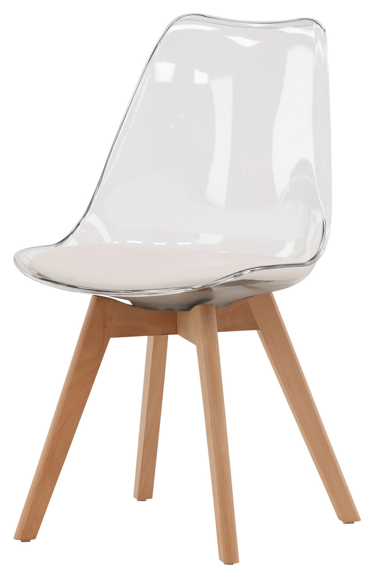 STOLSET 2 styck läderimitation (vegan)  - vit/björkfärgad, Design, trä/textil (49/85/50cm) - Livetastic