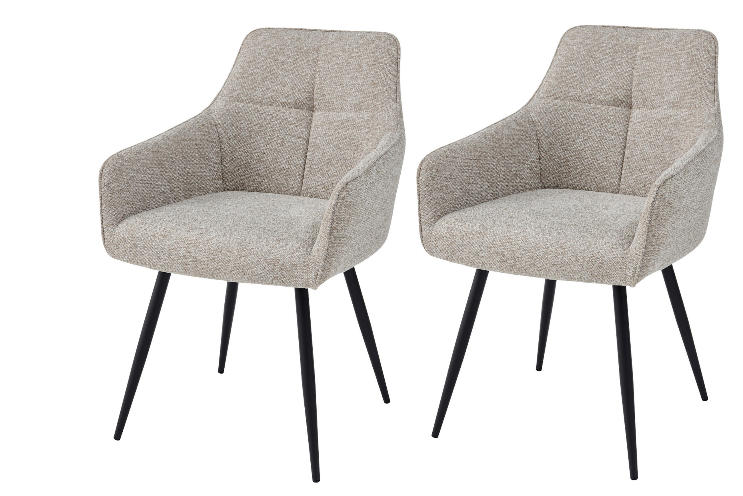 ARMLEHNSTUHL-SET 2 Stück  in Stahl Mikrofaser  - Beige/Schwarz, MODERN, Textil/Metall (53/85/62cm) - MID.YOU