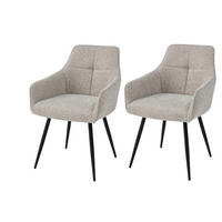 ARMLEHNSTUHL-SET 2 Stück  in Stahl Mikrofaser  - Beige/Schwarz, MODERN, Textil/Metall (53/85/62cm) - MID.YOU