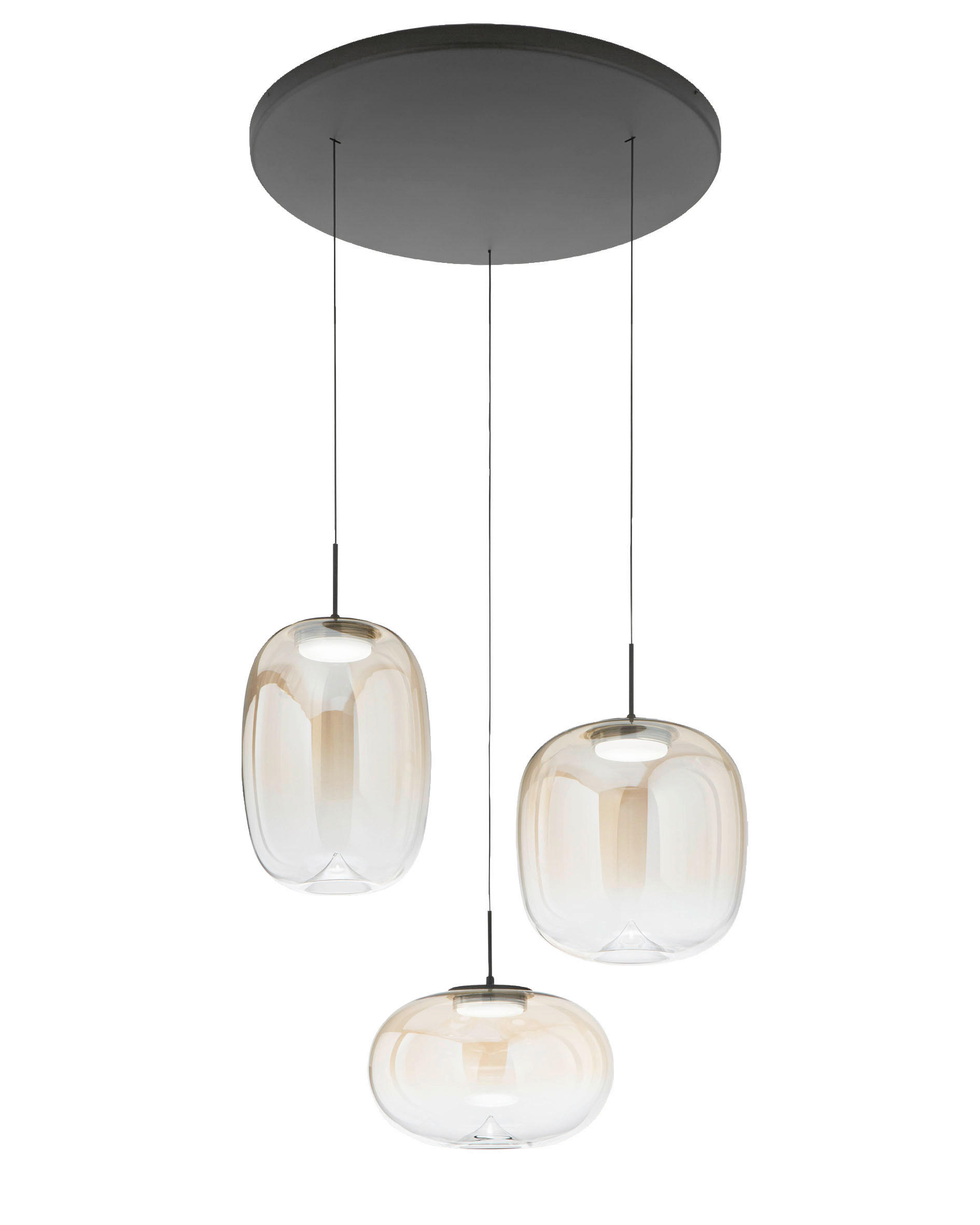 LED-HÄNGELEUCHTE Brio 50/200 cm  - Cognac, Design, Glas/Metall (50/200cm)