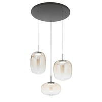 LED-HÄNGELEUCHTE Brio 50/200 cm  - Cognac, Design, Glas/Metall (50/200cm)