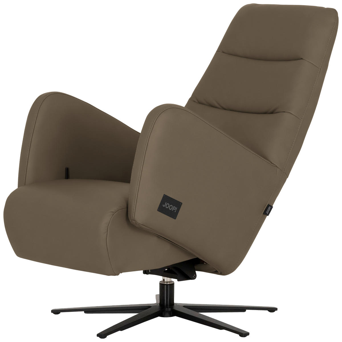 RELAXSESSEL Leder Graubraun  - Graubraun/Schwarz, Modern, Leder/Metall (66/110/83cm) - Joop!