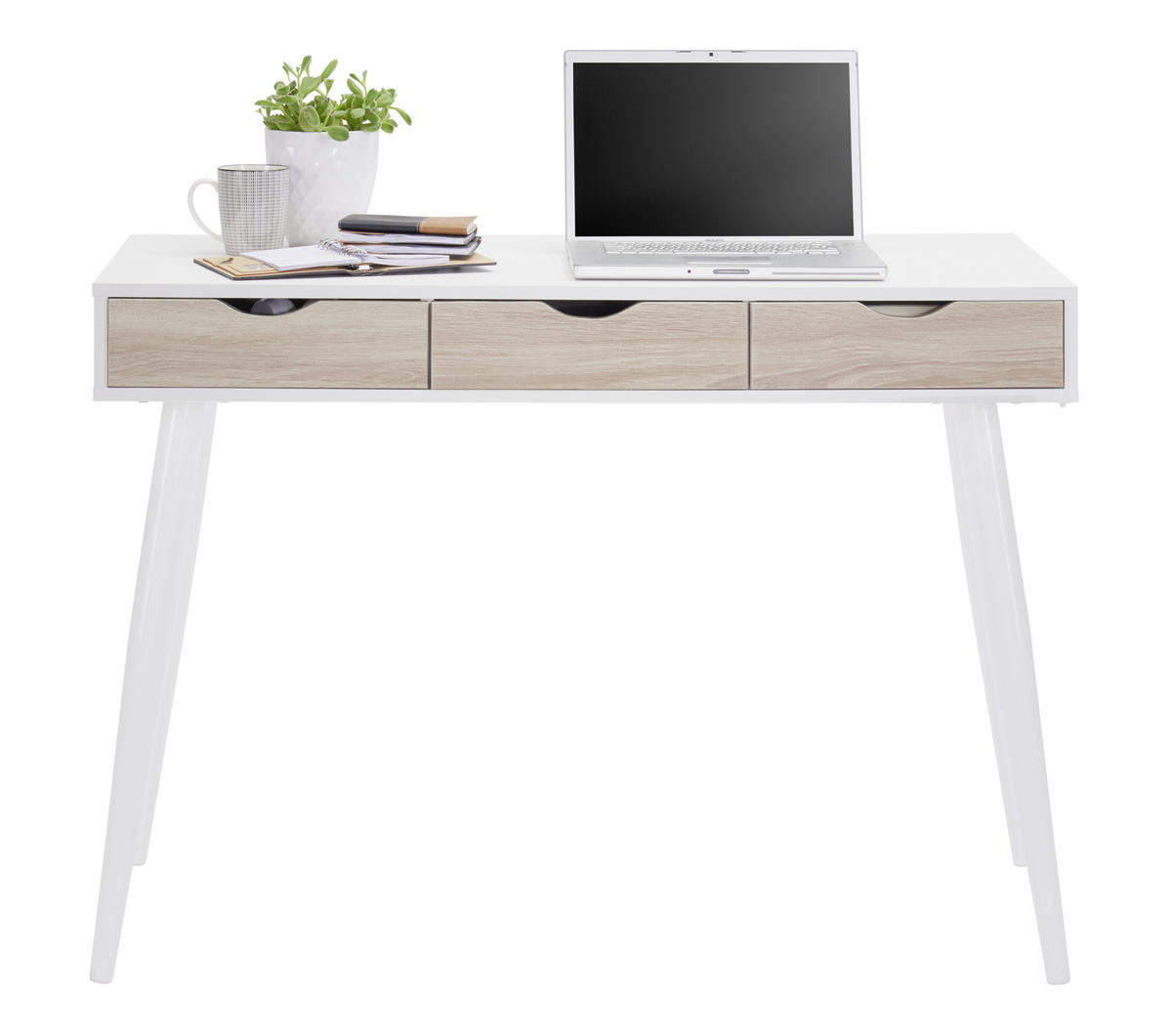 SCHREIBTISCH 110/50/77,1 cm  in Weiß, Eichefarben  - Eichefarben/Weiß, Design, Holzwerkstoff/Metall (110/50/77,1cm) - Carryhome