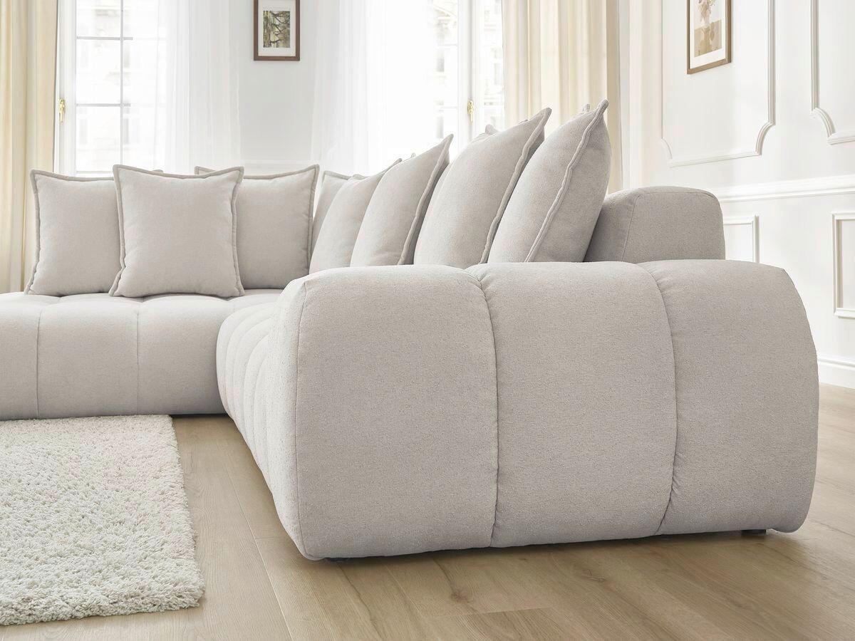 ECKSOFA Ottomane links  EVEREST Beige Struktur  - Beige/Schwarz, MODERN, Kunststoff/Textil (210/352cm) - Livetastic