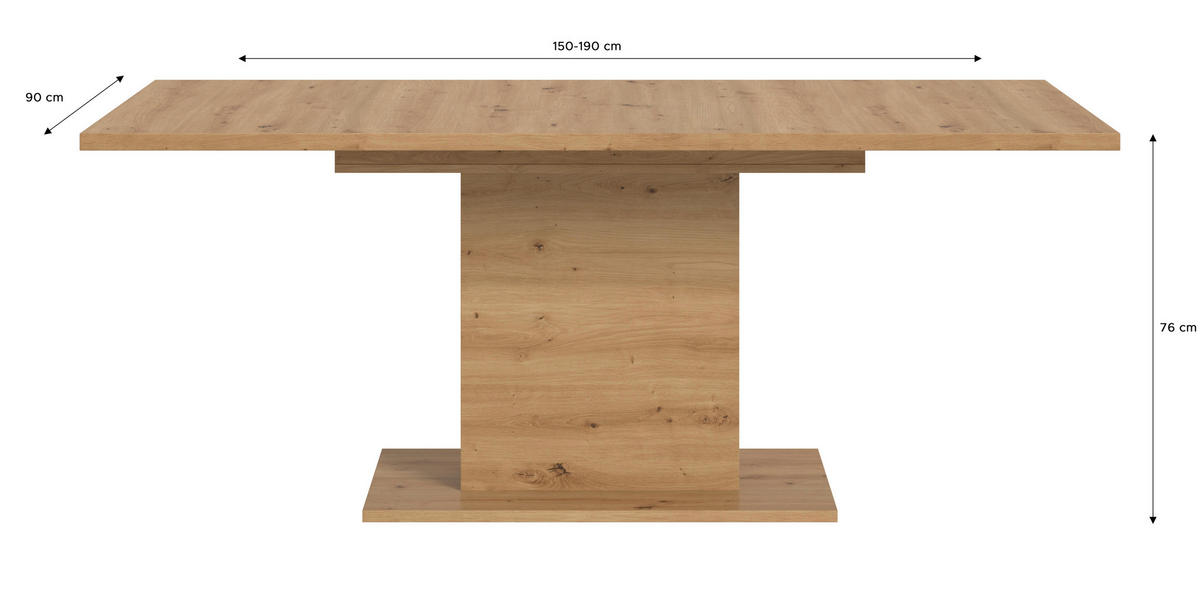 AUSZIEHTISCH in Holzwerkstoff  - Eiche Artisan, KONVENTIONELL, Holzwerkstoff (150-190/76/90cm)