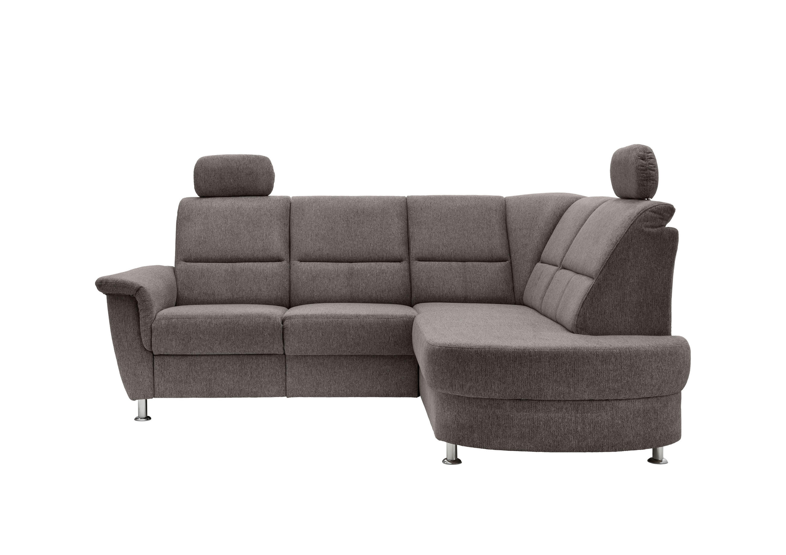 ECKSOFA Graubraun Chenille  - Chromfarben/Graubraun, KONVENTIONELL, Textil/Metall (231/184cm) - Livetastic