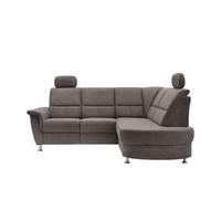 ECKSOFA Graubraun Chenille  - Chromfarben/Graubraun, KONVENTIONELL, Textil/Metall (231/184cm) - Livetastic