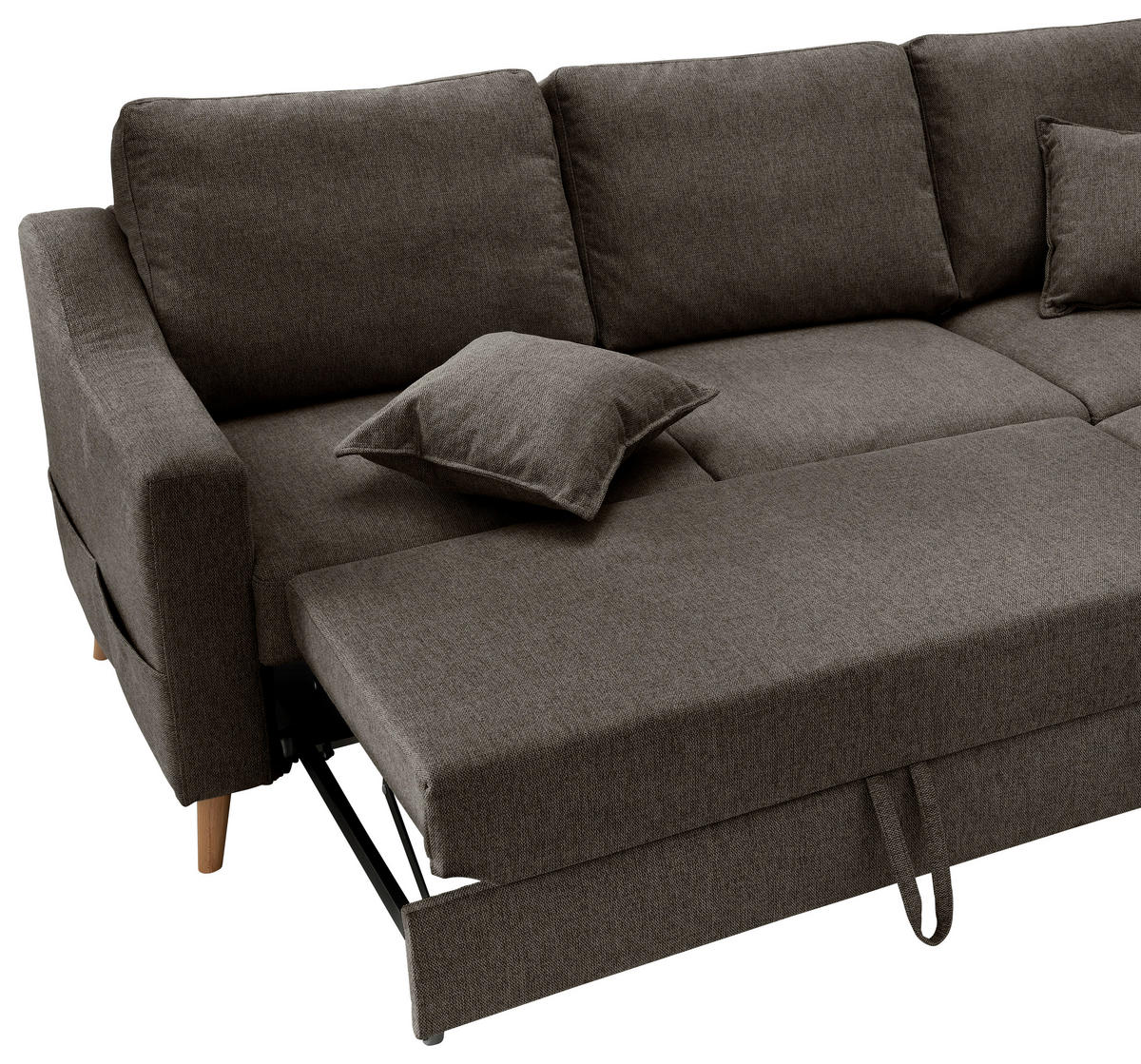 ECKSOFA Struktur Braun  - Naturfarben/Braun, Konventionell, Holz/Textil (230/200cm) - P & B