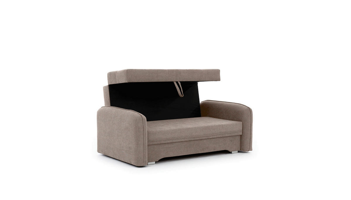 SCHLAFSOFA in Textil Hellbraun  - Hellbraun/Silberfarben, Design, Kunststoff/Textil (155/105/75cm) - MID.YOU
