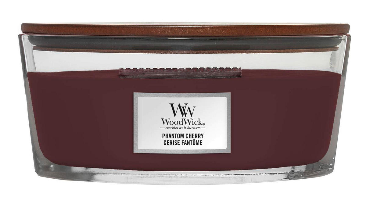 DIŠEČA SVEČA - vinsko rdeča, Basics, steklo/les (12/9/19cm) - WoodWick