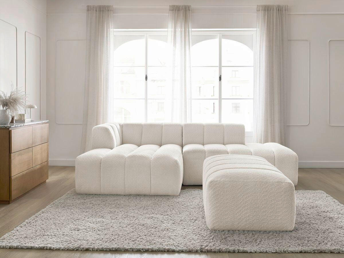 ECKSOFA  ANNECY Weiß Bouclé  - Schwarz/Weiß, MODERN, Kunststoff/Textil (170/262cm)