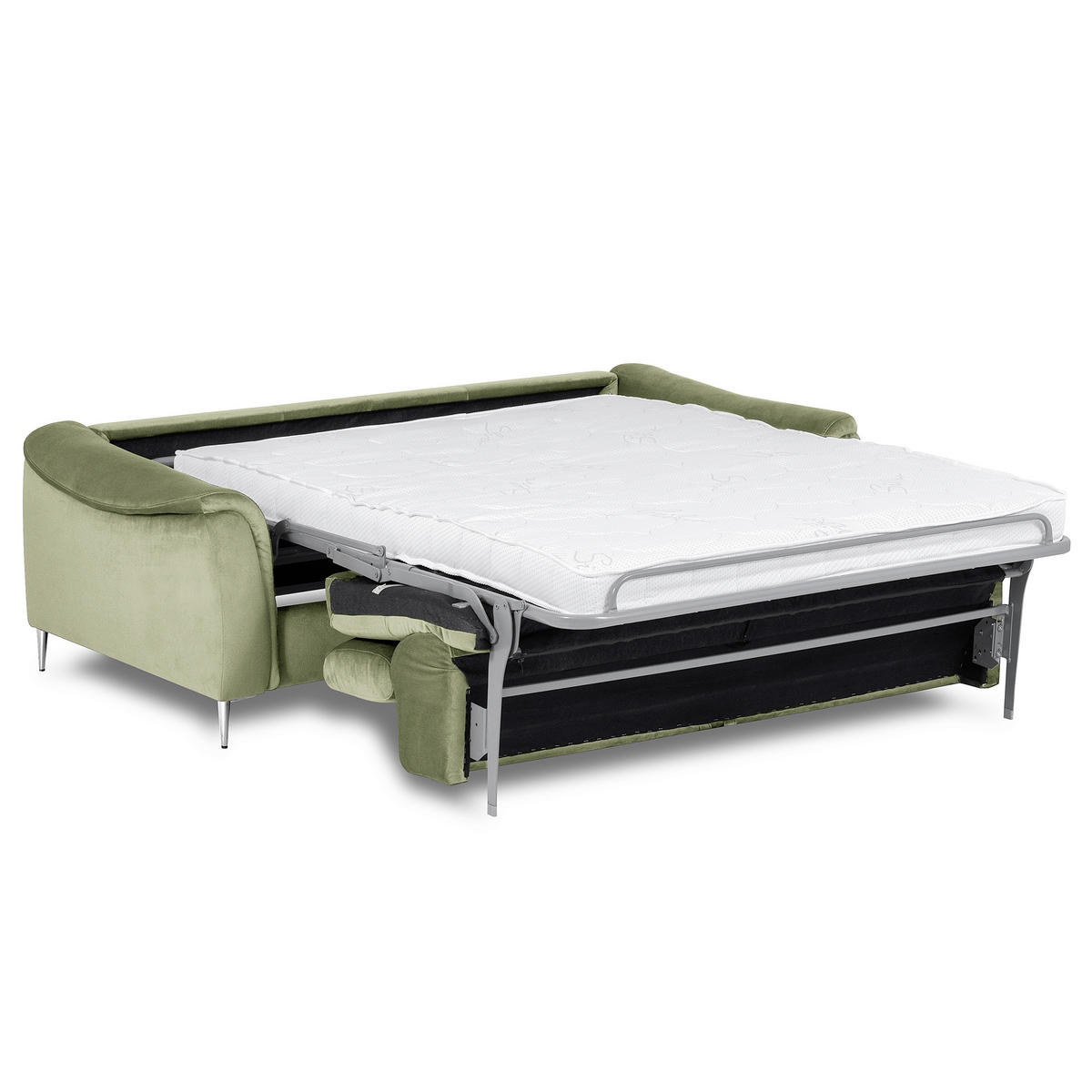 SCHLAFSOFA Samt Hellgrün  - Chromfarben/Hellgrün, Design, Textil/Metall (203/77-98/103cm) - MID.YOU