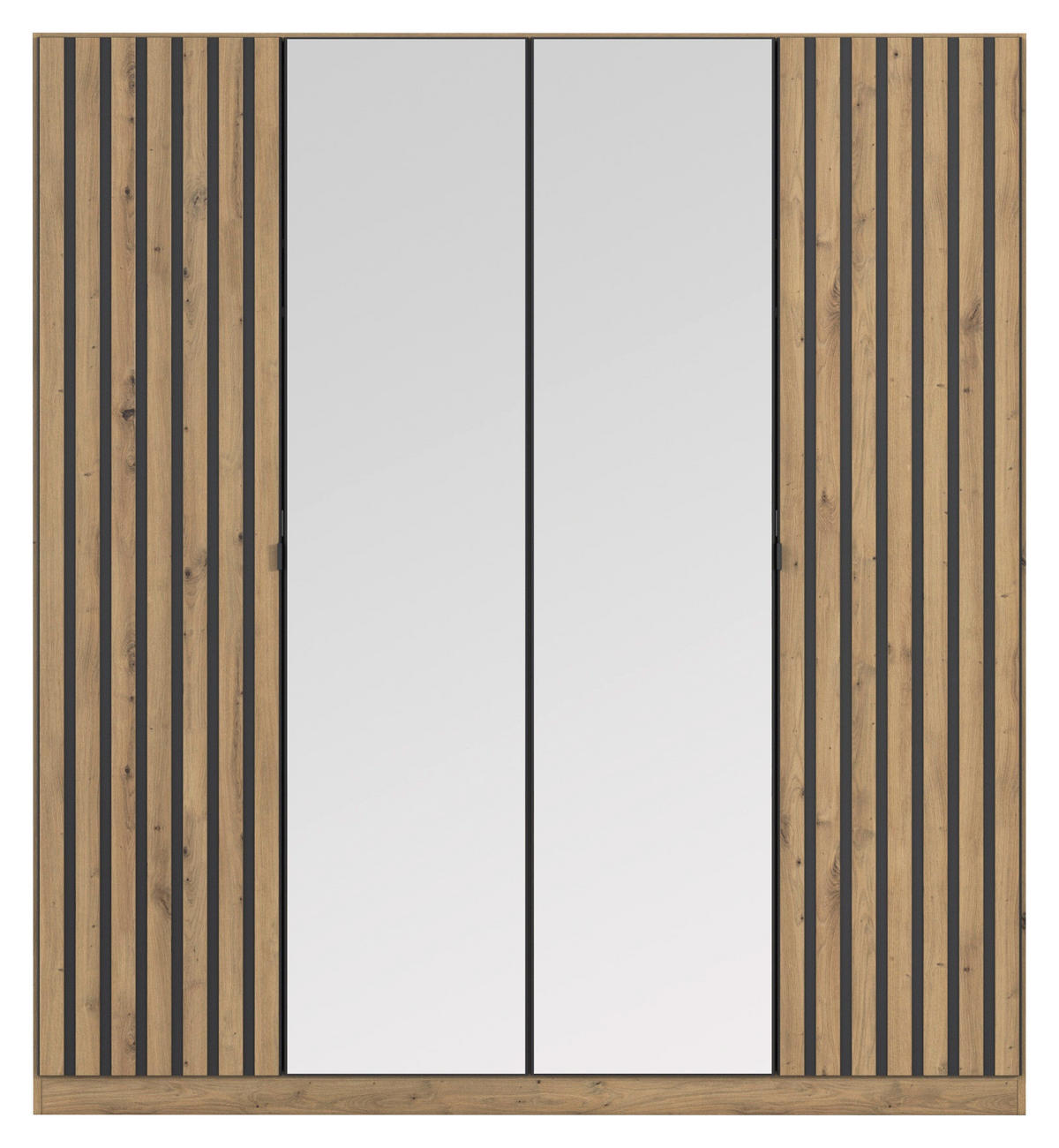 DREHTÜRENSCHRANK 181/197/54 cm,  in Grau, Eiche Artisan, 4-türig  - Eiche Artisan/Grau, MODERN, Holzwerkstoff/Metall (181/197/54cm) - Rauch Möbel