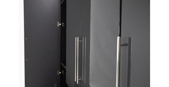KLEIDERSCHRANK 196/219/59 cm 4-türig Anthrazit, Anthrazit Hochglanz - Anthrazit/Anthrazit Hochglanz, KONVENTIONELL, Holzwerkstoff/Metall (196/219/59cm) - Carryhome
