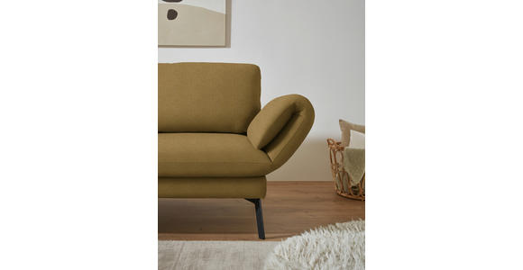 ECKSOFA  in Flachgewebe Schilfgrün Armteilverstellung, Relaxfunktion, Drehsitzfunktion  175-224/255-365 cm  - Schilfgrün/Schwarz, Design, Textil/Metall (175-224/255-365cm) - Dieter Knoll