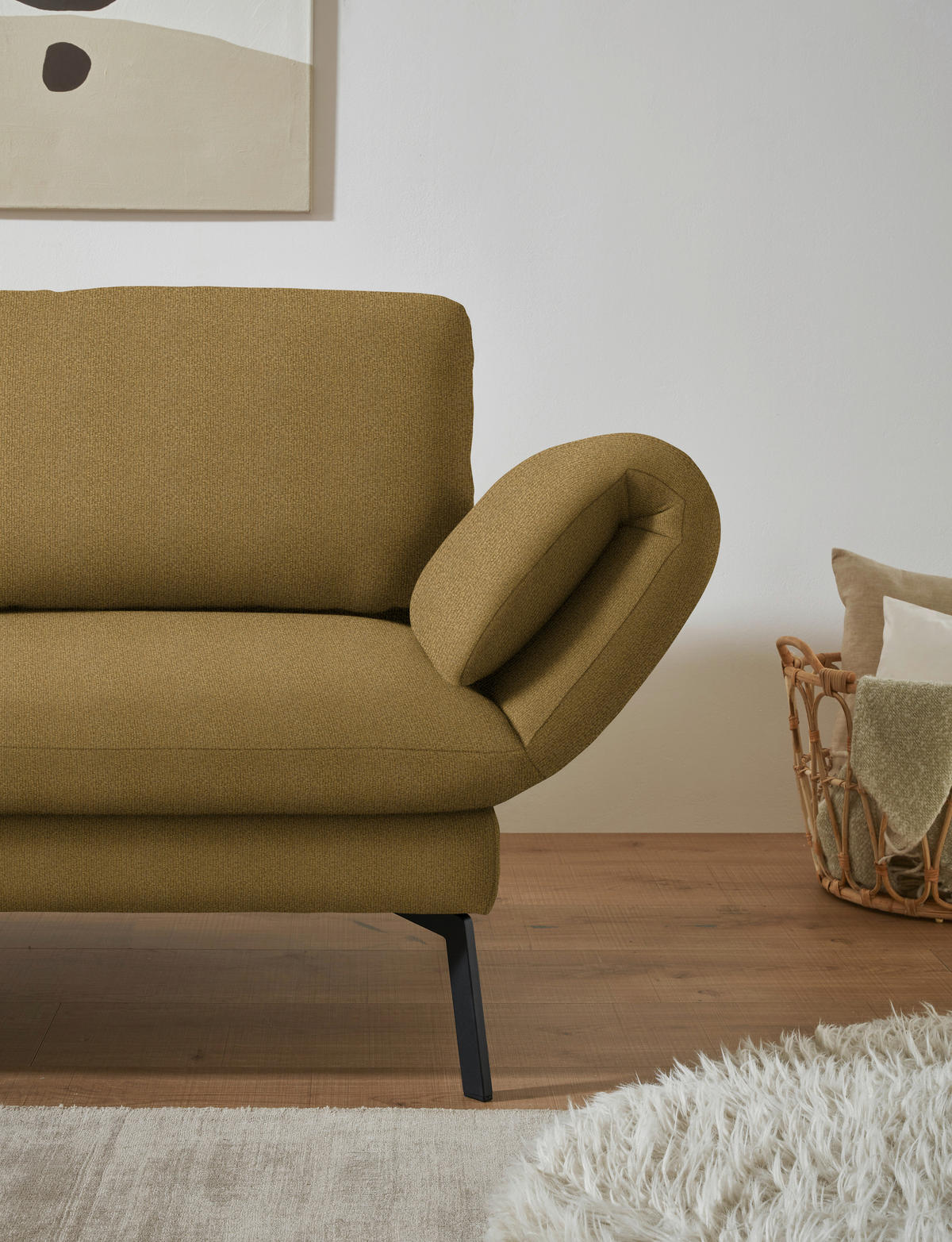ECKSOFA  in Flachgewebe Schilfgrün  175-224/255-365 cm  - Schilfgrün/Schwarz, Design, Textil/Metall (175-224/255-365cm) - Dieter Knoll