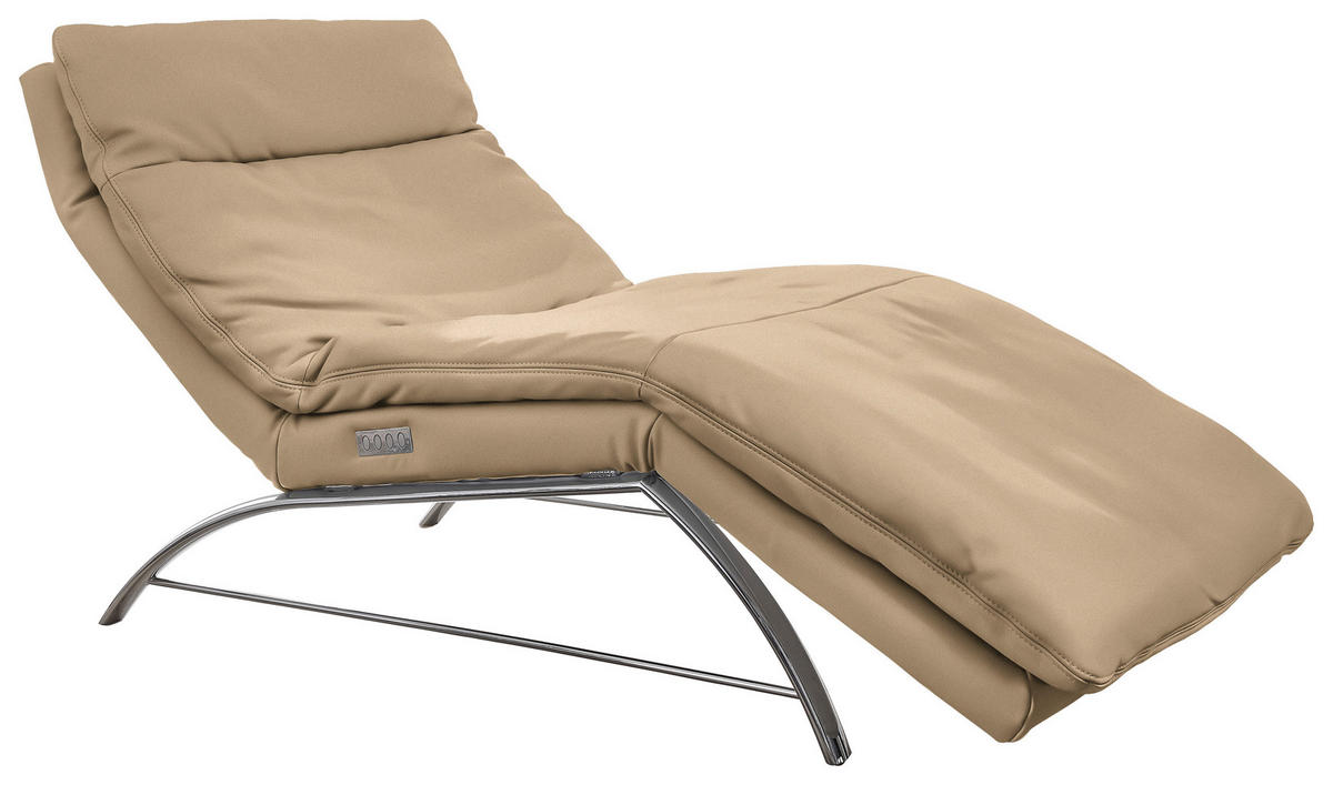 RELAXLIEGE in Echtleder Hellbraun  - Hellbraun/Alufarben, Basics, Leder (95/91/170cm) - Chilliano